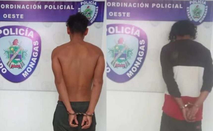 Polimonagas detiene a dos sujetos por porte ilícito de armas