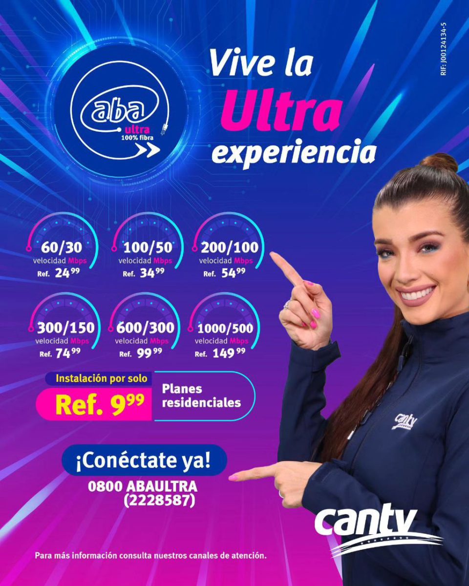 CANTV publica los precios de los planes de ABA por fibra óptica de junio