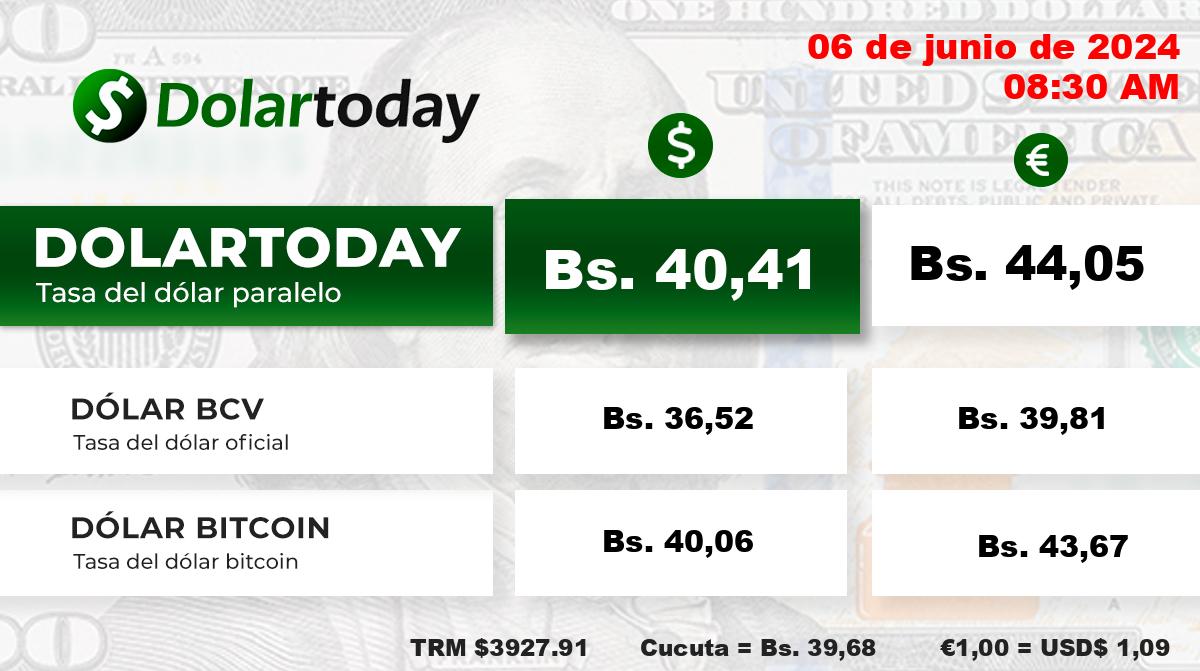 dolartoday en venezuela precio del dolar este jueves 6 de junio de 2024 laverdaddemonagas.com cotizacion horizontal 16