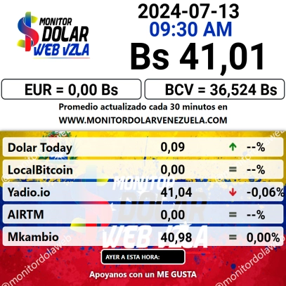 dolartoday in venezuela price of the dollar this tuesday july 16, 2024 laverdaddemonagas.com monitor dolar545