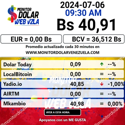 dolartoday en venezuela precio del dolar este martes 9 de julio de 2024 laverdaddemonagas.com monitor dolar32