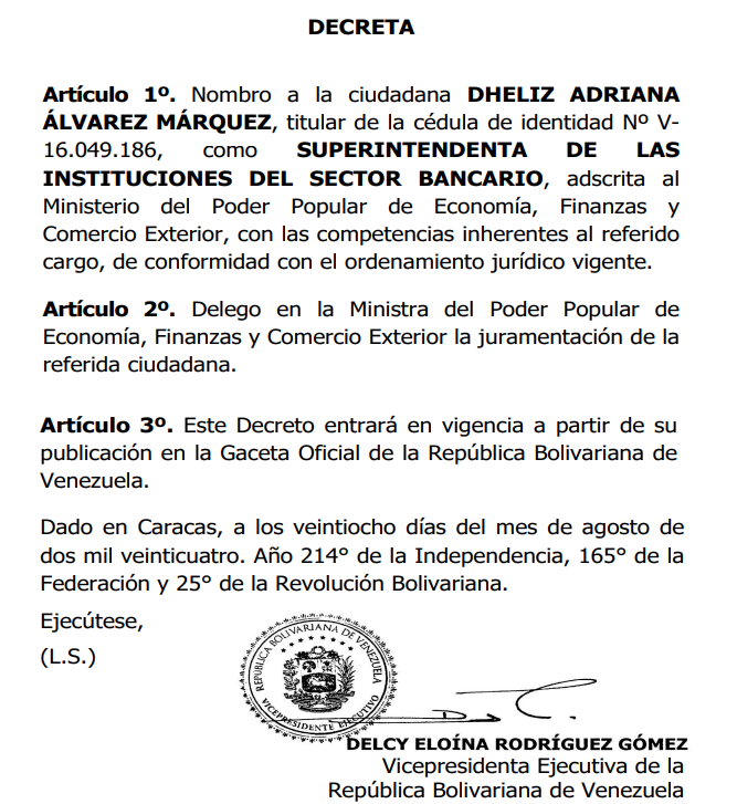 Dheliz Álvarez designada como la nueva superintendenta en Sudeban