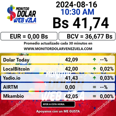 dolartoday en venezuela precio del dolar este sabado 17 de agosto de 2024 laverdaddemonagas.com monitr3