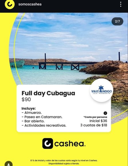 Pack your bags with CASHEA! Yes, a trip to Los Roques for two people (+AMOUNT)