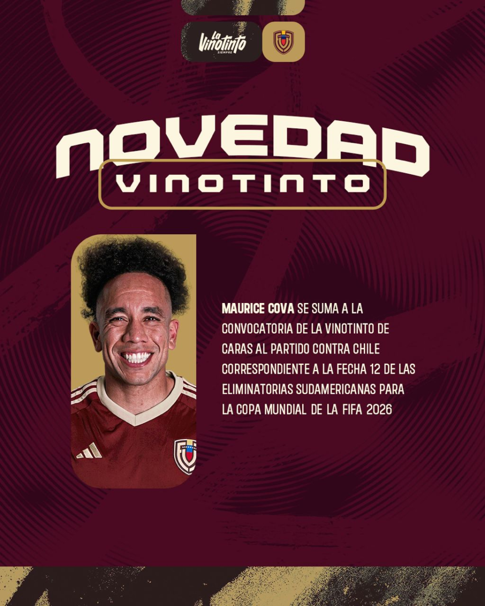 Maurice Cova es convocado a la Vinotinto