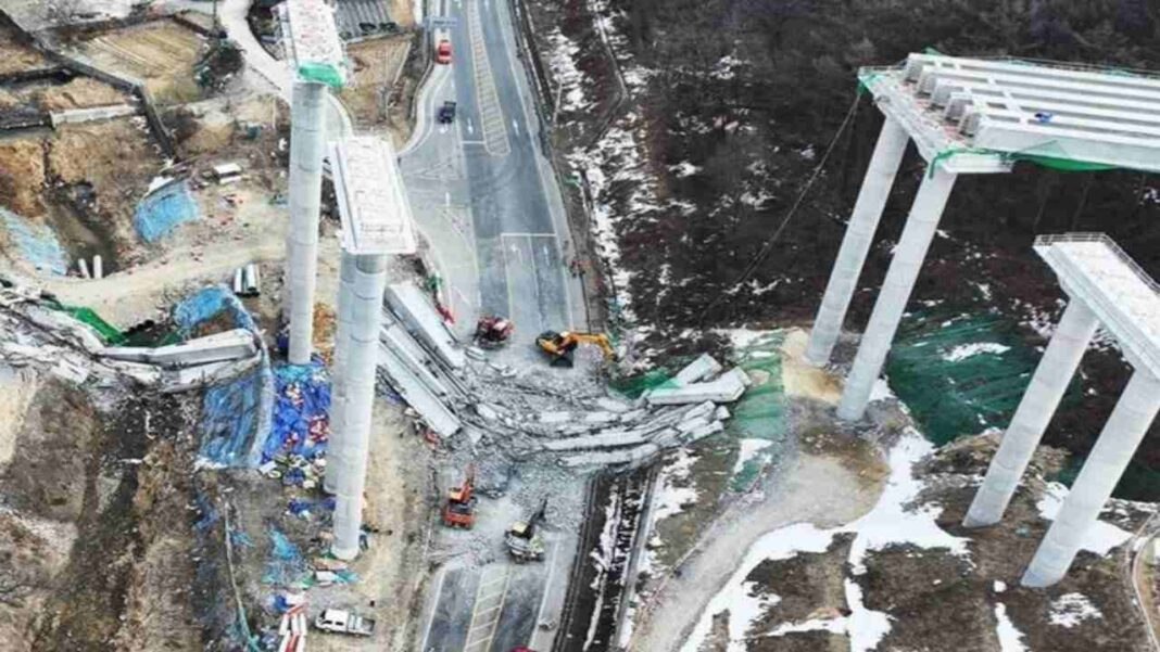 Derrumbe de un puente en construcción en Corea del Sur deja 4 muertos y 6 heridos 2 Derrumbe de un puente