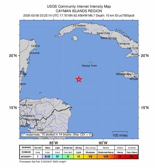 Fuerte terremoto de magnitud 8,0 Richter se registra en el Mar Caribe: Alerta de tsunami