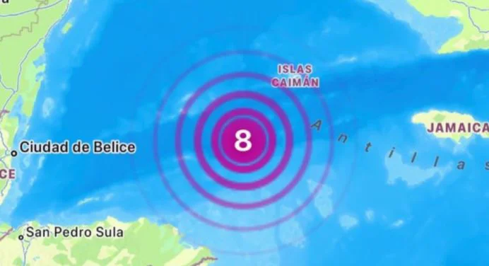 Fuerte terremoto de magnitud 8,0 Richter se registra en el Mar Caribe: Alerta de tsunami