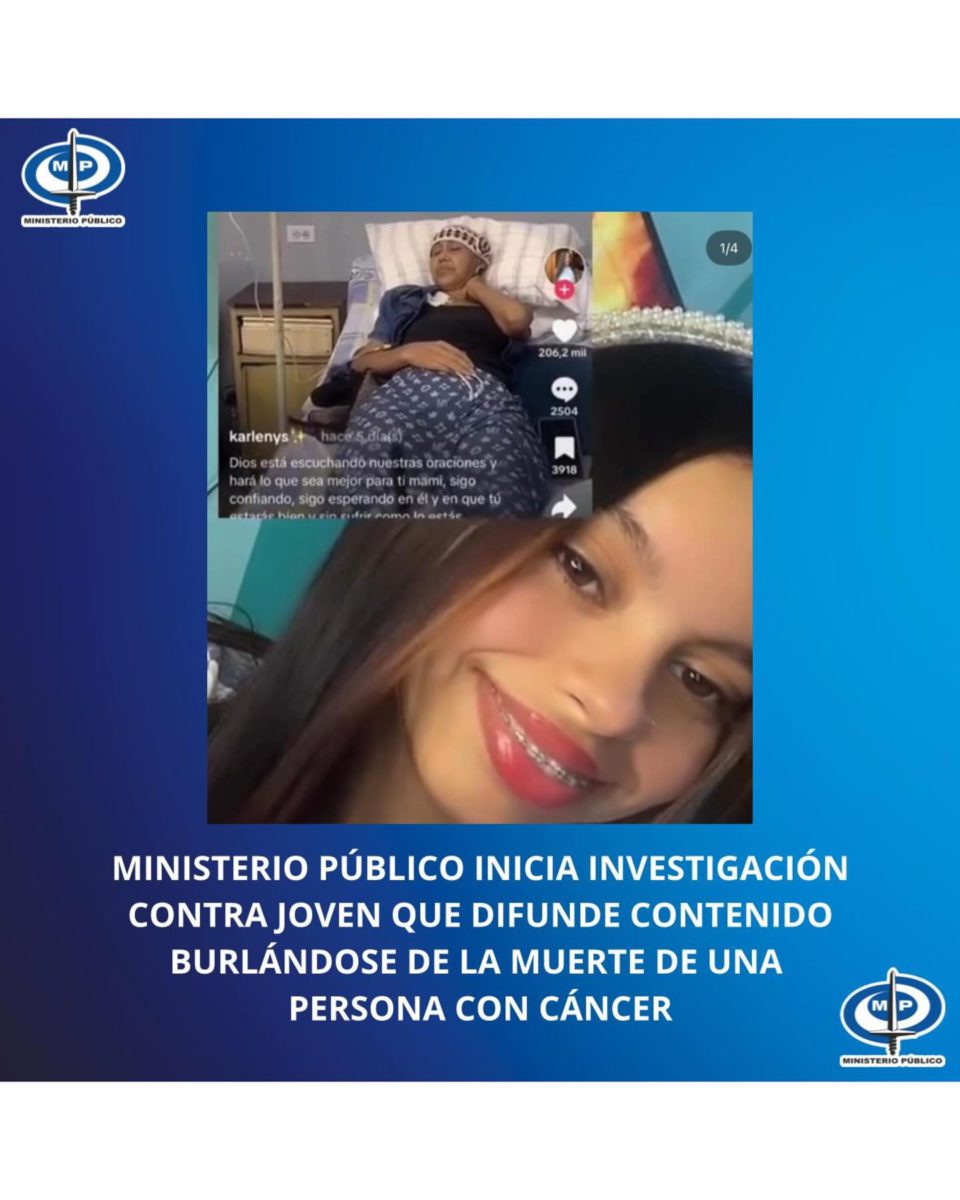 MP investiga a joven influencer por burlarse de una mujer fallecida con cáncer (+VIDEO) 2 MP investiga a joven influencer por burlarse de una mujer fallecida con cáncer (+VIDEO)