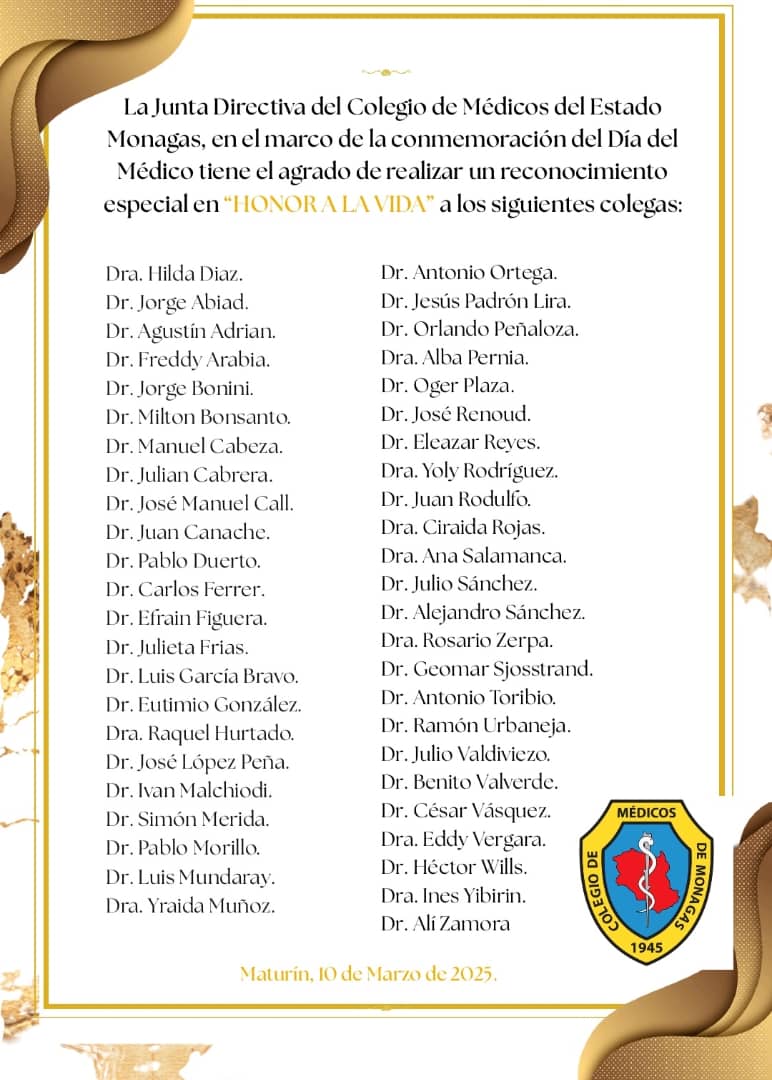 este 10 de marzo reconoceran a 47 medicos destacados en monagas laverdaddemonagas.com medicos homenajeados