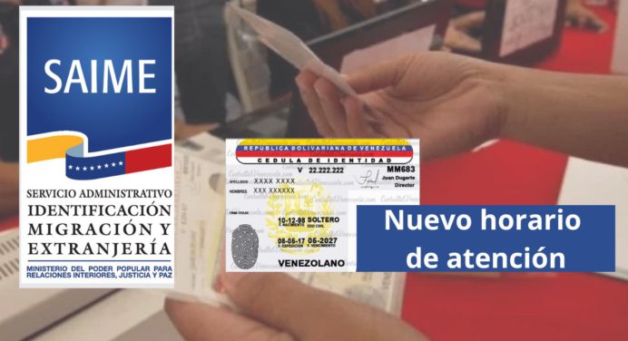 Saime ajusta su horario ante el ahorro energético