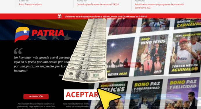 Dale clic «Aceptar BONO de hoy» y recibe los reales