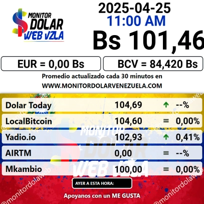dolartoday en venezuela precio del dolar este viernes 25 de abril de 2025 laverdaddemonagas.com monitor dolar4