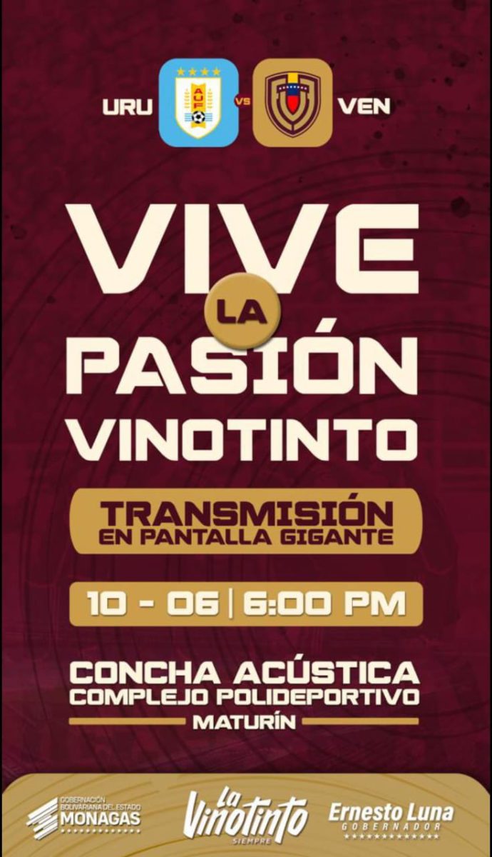¡Disfruta juego de la Vinotinto y Uruguay en la Concha acústica! 2 Flyer