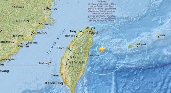 Sismo en la costa este de Taiwán de magnitud 6,4