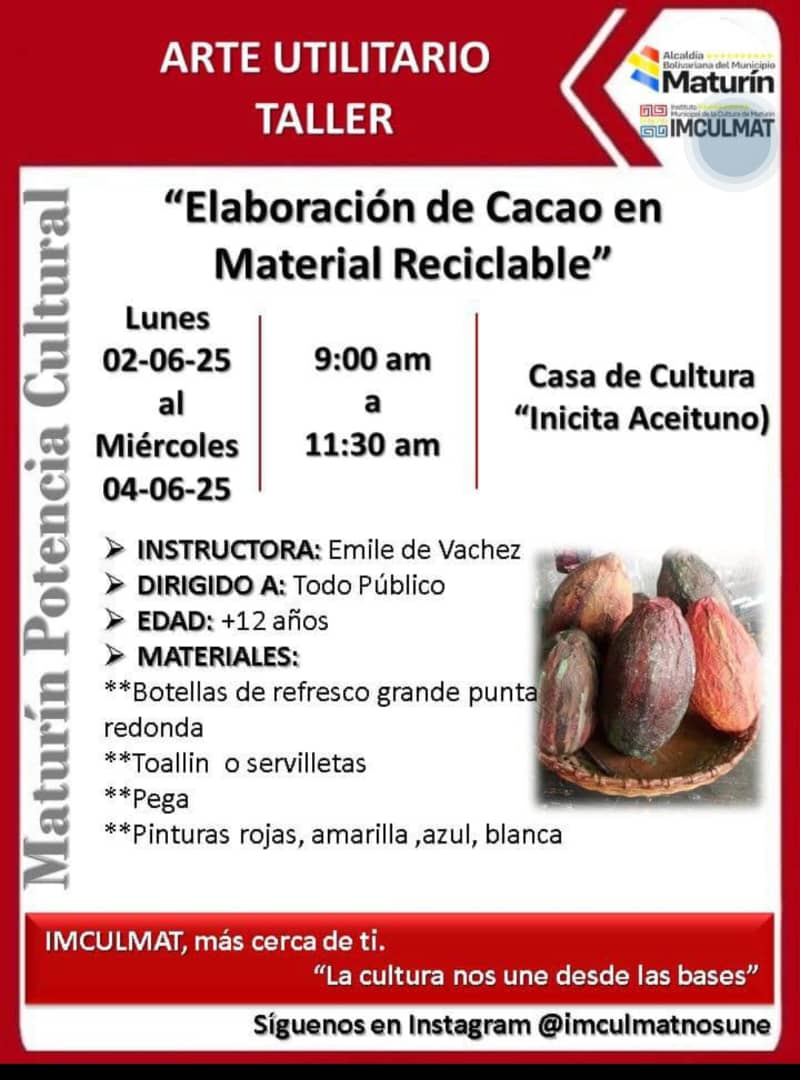 Este lunes inicia taller de reciclaje en el Inculmat 2 flyer2