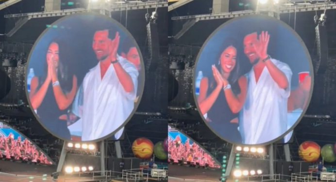 Messi fue captado por la Kiss Cam pero con su esposa