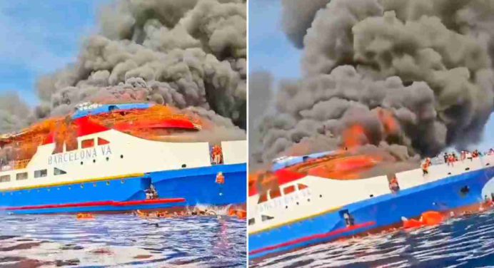 Incendio en barco KM Barcelona obliga a evacuar a cientos de pasajeros en Indonesia