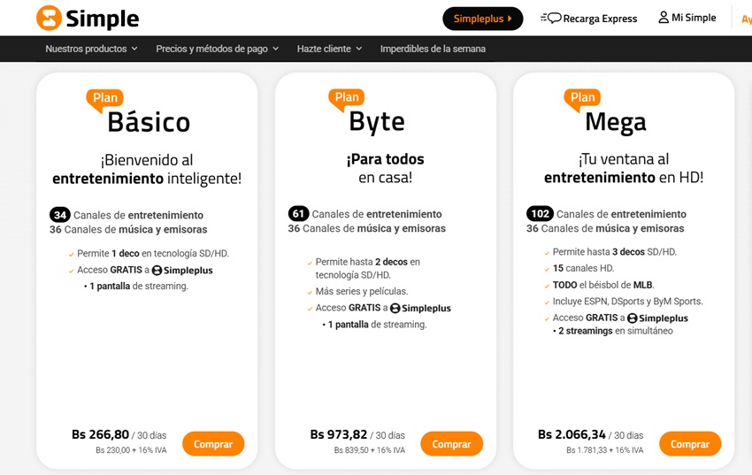 Estas son las tarifas Simpletv y Simplefibra de septiembre 2 Simpletv y Simplefibra