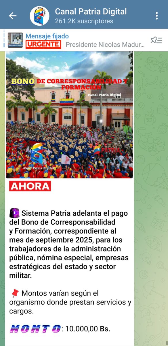 BONO de Corresponsabilidad y Formación septiembre