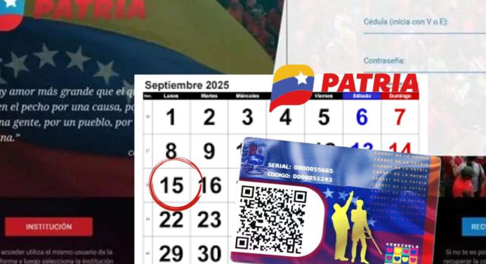 Pagos directo de PATRIA del 15 al 20 de septiembre