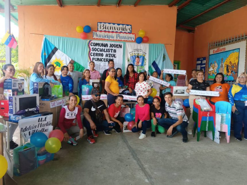 Juventud de la comuna "Cerro Azul" equipa 9 instituciones educativas en Punceres 1 Punceres