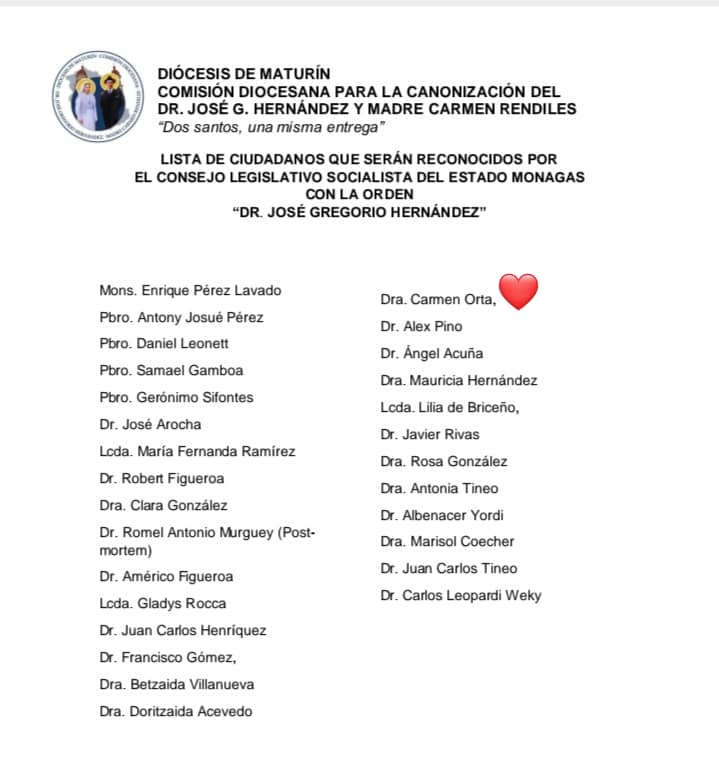 Víctor Dávila recibió la Orden Dr. José Gregorio Hernández por su trayectoria 2 lista de reconocidos