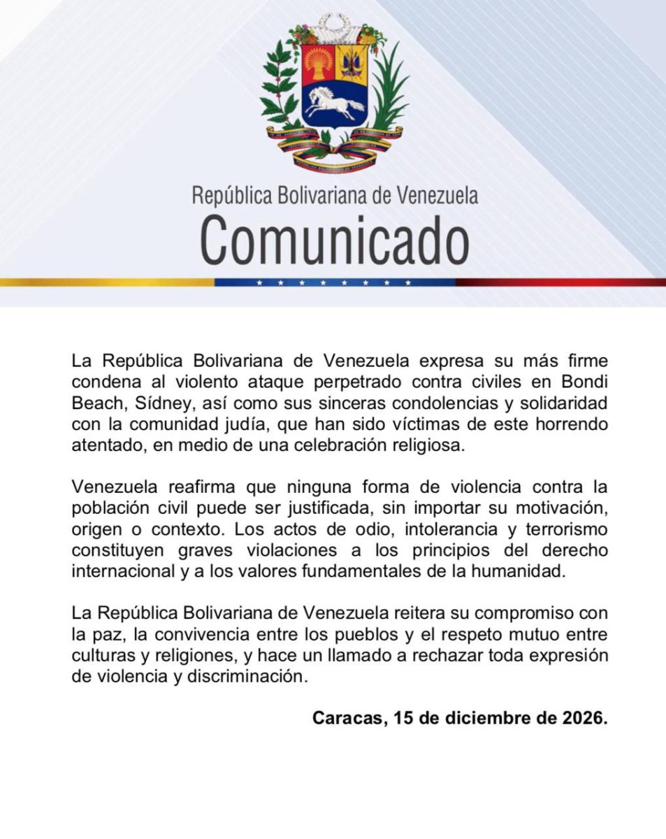 Venezuela rechaza el ataque a civiles en Sídney y solidaridad con la comunidad judía 2 comunidad judía