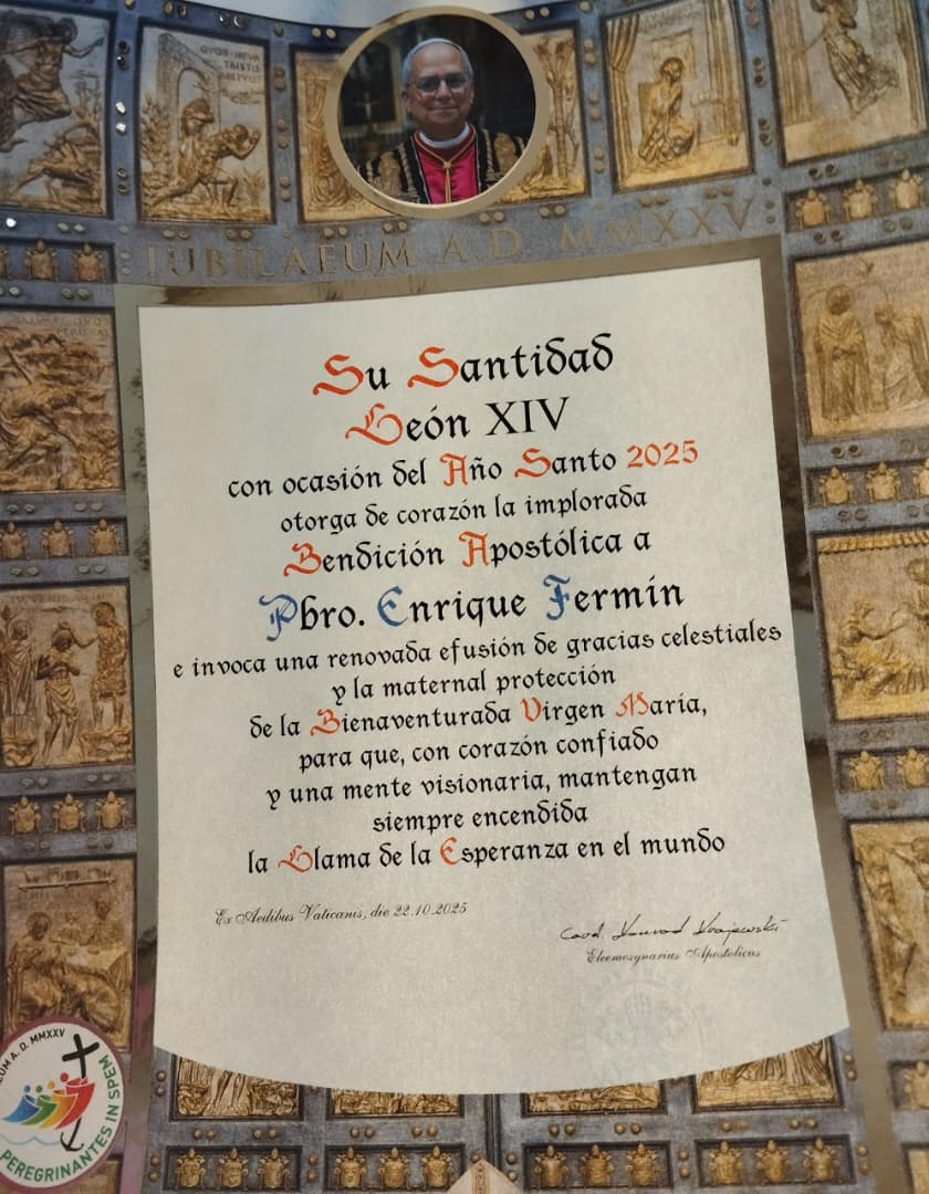 Papa León XIV otorgó bendición apostólica al presbítero Enrique Fermín 2 enrique fermin2