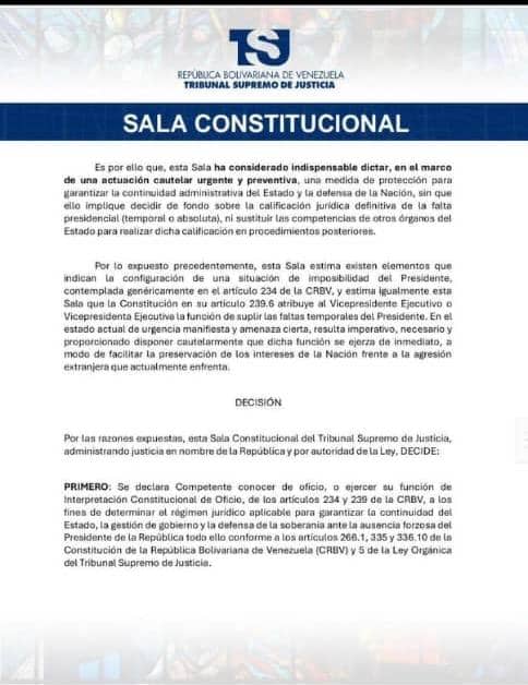 TSJ ordena que Delcy Rodríguez asuma como presidenta encargada de Venezuela 3 tj2