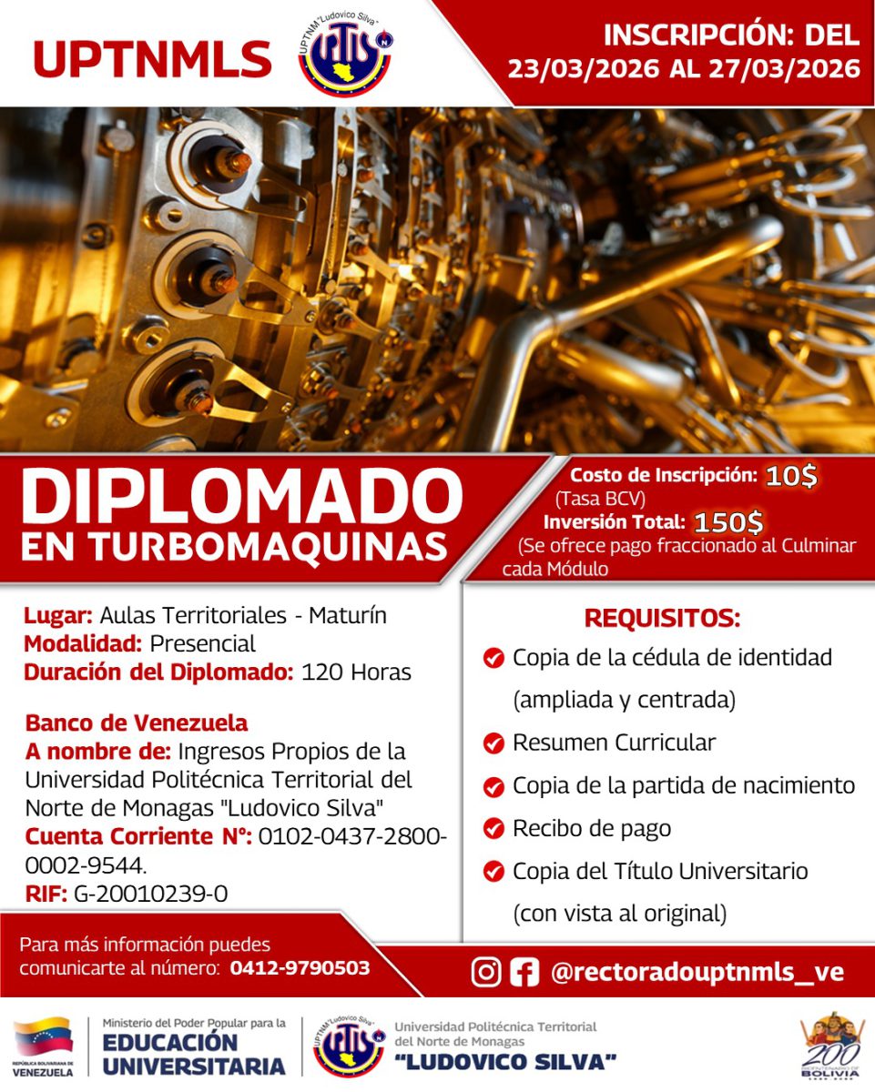 Universidad Ludovico Silva inicia este lunes inscripciones para diplomado en turbomáquinas 2 inscripciones