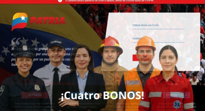 Pago de cuatro BONOS en PATRIA previos al Día del trabajador