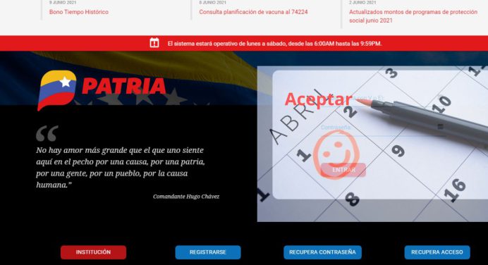 Cobra los pagos del Sistema Patria del 6 al 11 de abril