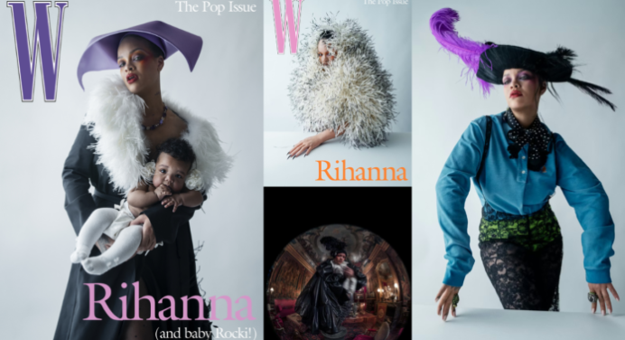 Rihanna posa junto a su hija Rocki para la revista W