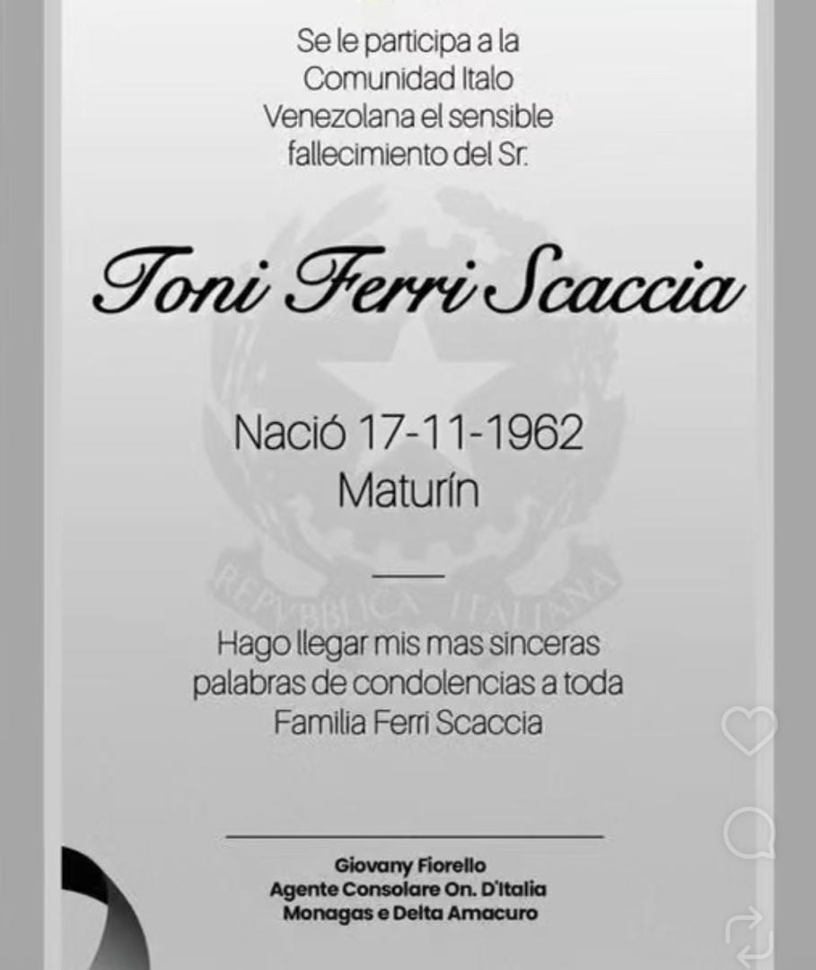 Empresario Toni Ferri falleció en Maturín 2 OBITUARIO111