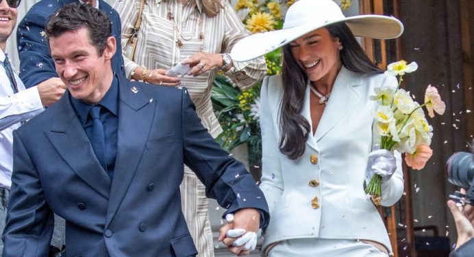 Dua Lipa se da el «sí quiero» en secreto con Callum Turner y rompe reglas con un traje de Schiaparelli