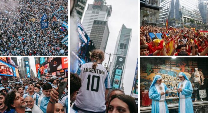 Argentinos invaden Times Square y sueñan con la cuarta copa