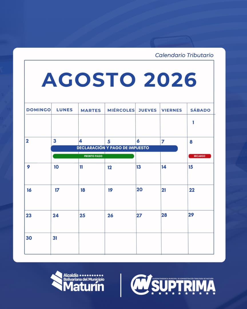 Suptrima inicia período de declaración y pago de impuestos 2 calendario1