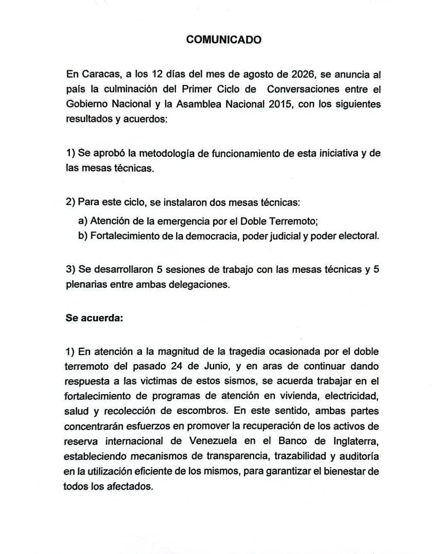 Diálogo activará nueva postulación del TSJ 2 comunicado1 1
