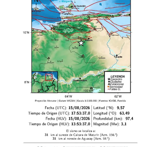 Funvisis: Dos sismos se registraron en Sucre y Monagas este sábado 15 de agosto 2 sismo