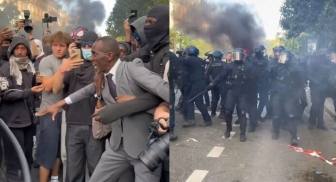 «¡Paren!»: alcalde se interpone entre policía y manifestantes en Francia