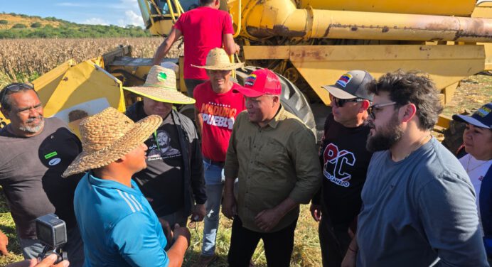 Ministro Ángel Prado y gobernador Ernesto Luna supervisan cosecha de maíz en Cedeño